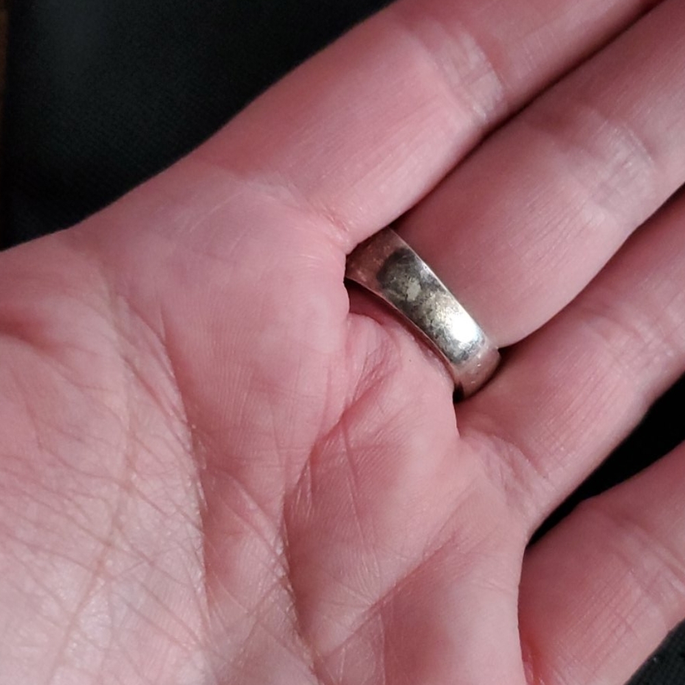 Thick heavy sterling  silver band with raw Moonsto - Picture 3 of 7